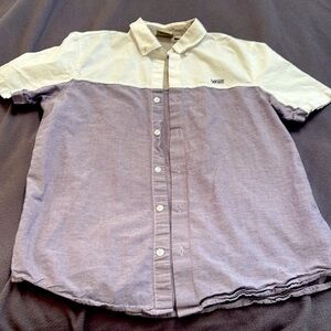 Vans, two-tone, button-down, short sleeve shirt